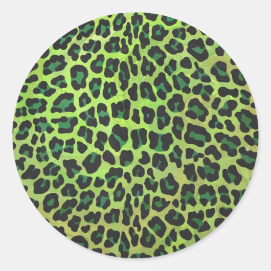 Leopard Black en Green Print Ronde Sticker (Voorkant)
