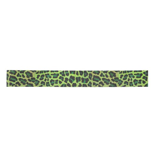 Leopard Black en Green Print Satijnen Lint (Voorkant)