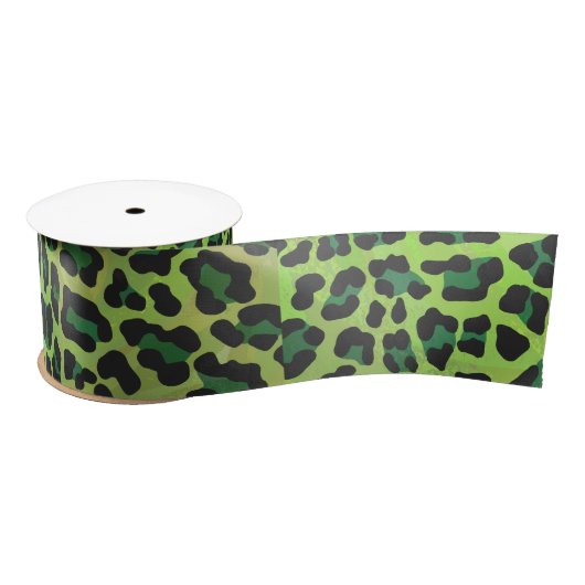 Leopard Black en Green Print Satijnen Lint (Spoel)