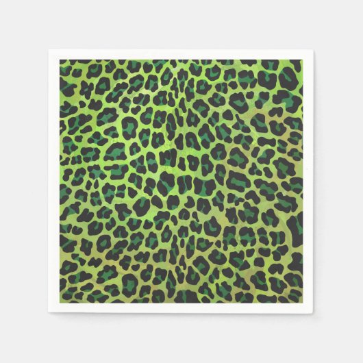 Leopard Black en Green Print Servetten (Voorkant)