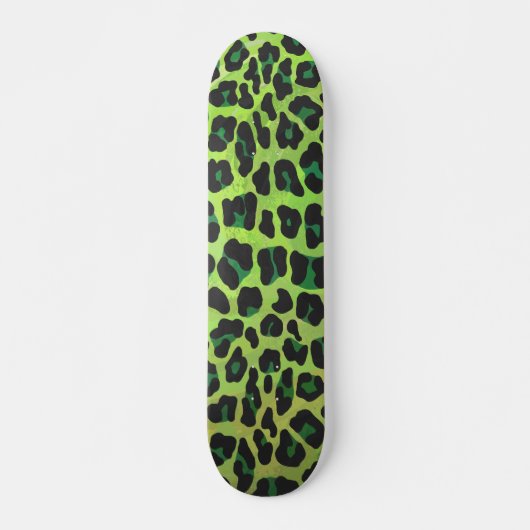 Leopard Black en Green Print Skateboard (Voorkant)