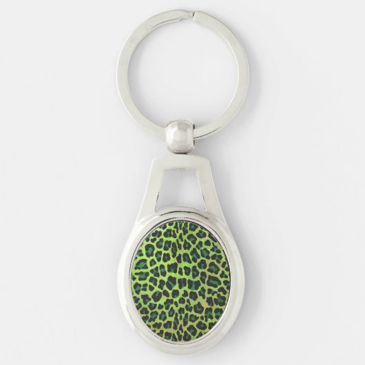 Leopard Black en Green Print Sleutelhanger (Voorkant)