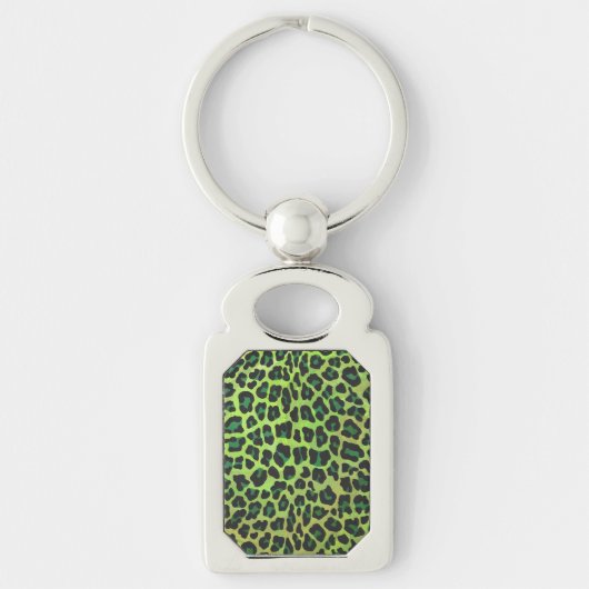 Leopard Black en Green Print Sleutelhanger (Voorkant)