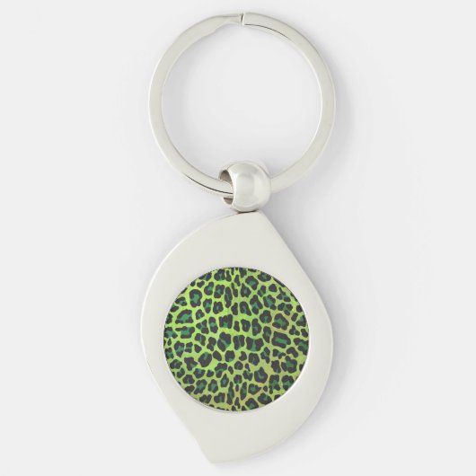 Leopard Black en Green Print Sleutelhanger (Voorkant)