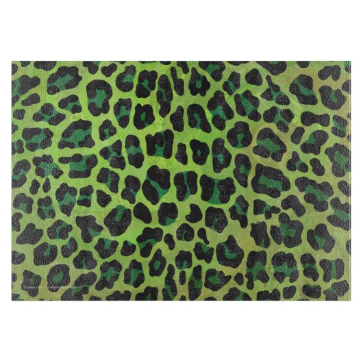 Leopard Black en Green Print Snijplank (Voorkant)