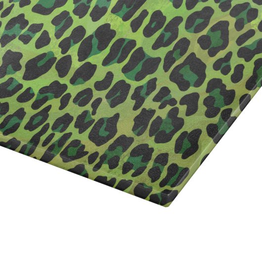 Leopard Black en Green Print Snijplank (Hoek)
