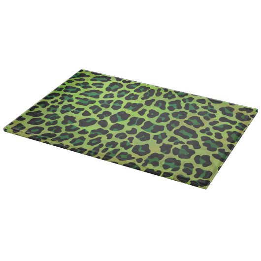 Leopard Black en Green Print Snijplank (Hoek)