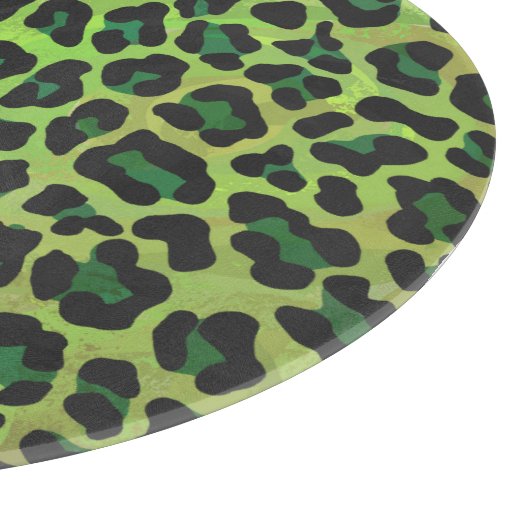 Leopard Black en Green Print Snijplank (Hoek)