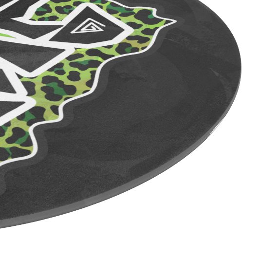 Leopard Black en Green Print Snijplank (Hoek)