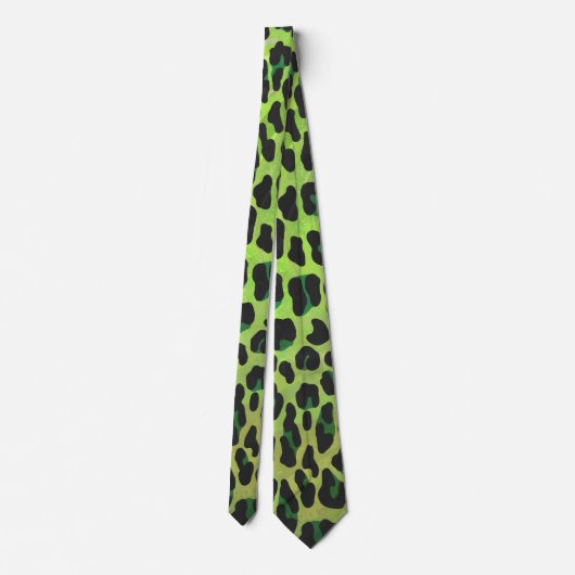 Leopard Black en Green Print Stropdas (Achterkant)