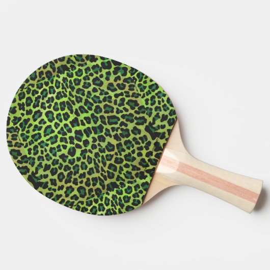 Leopard Black en Green Print Tafeltennisbatje (Zijkant)