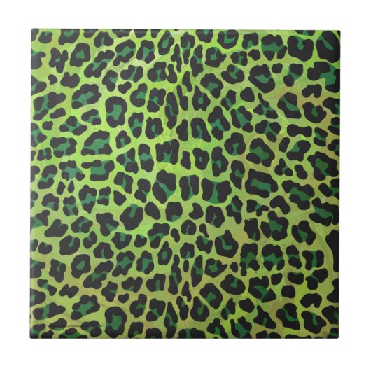Leopard Black en Green Print Tegeltje (Voorkant)