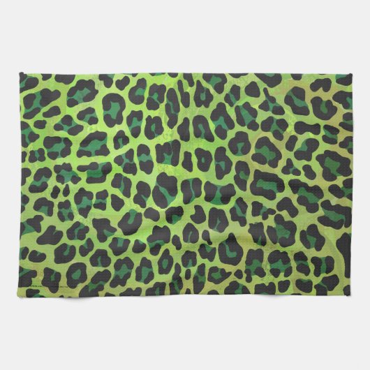 Leopard Black en Green Print Theedoek (Horizontaal)