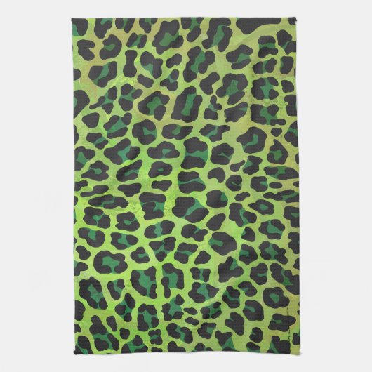 Leopard Black en Green Print Theedoek (Verticaal)