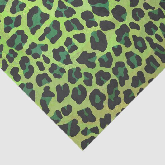 Leopard Black en Green Print Tissuepapier (Detail)