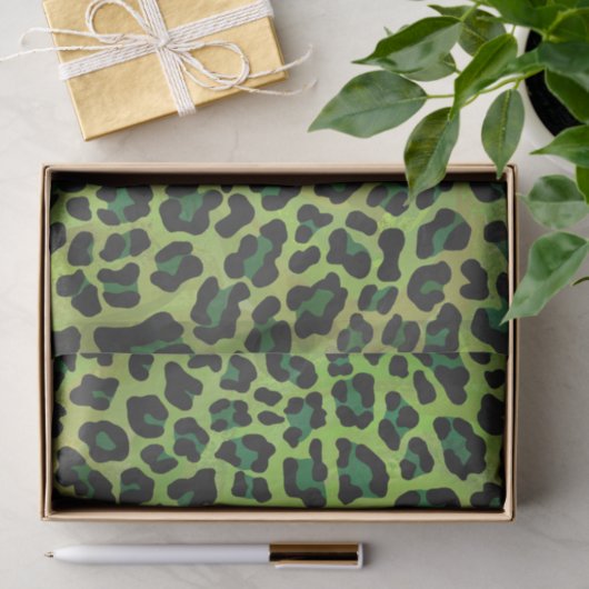 Leopard Black en Green Print Tissuepapier (Geschenk)