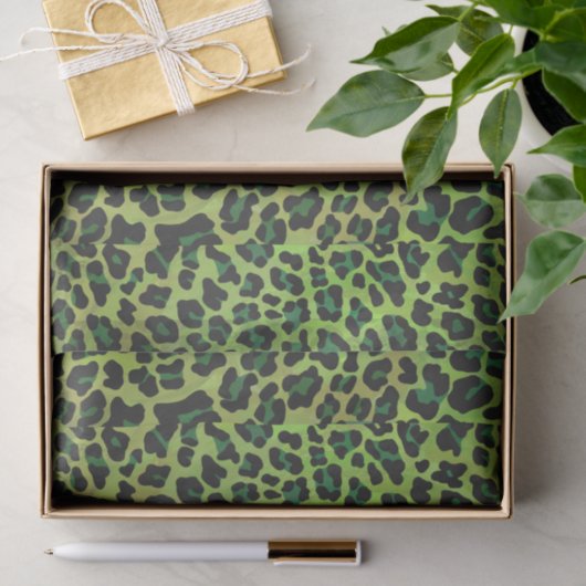 Leopard Black en Green Print Tissuepapier (Geschenk)