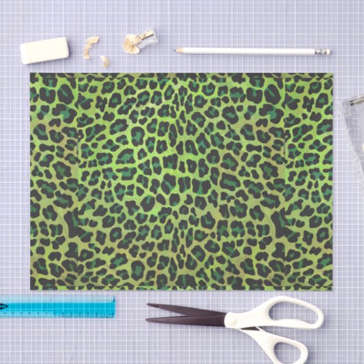 Leopard Black en Green Print Tissuepapier (Craft)