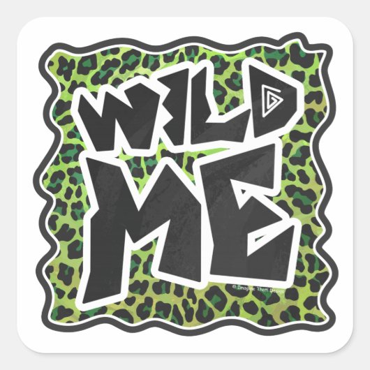 Leopard Black en Green Print Vierkante Sticker (Voorkant)