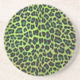 Leopard Black en Green Print Zandsteen Onderzetter