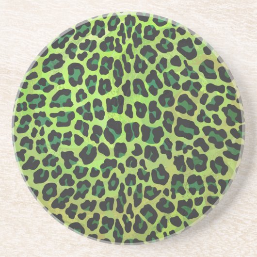 Leopard Black en Green Print Zandsteen Onderzetter (Voorkant)