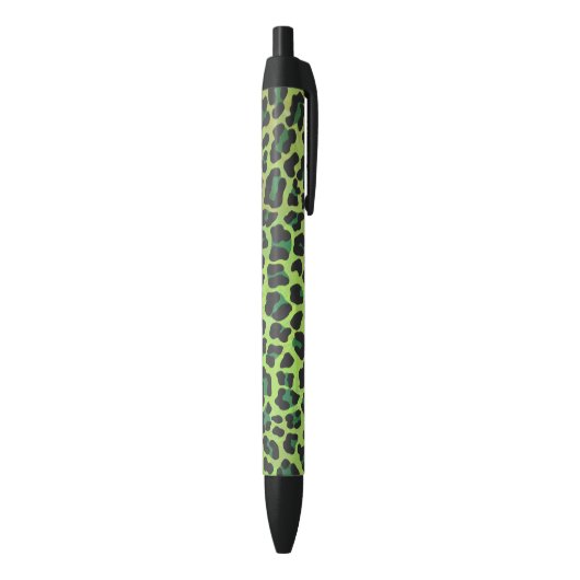 Leopard Black en Green Print Zwarte Inkt Pen (Achterkant (Verticaal))