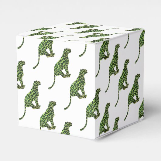 Leopard Black en Green Silhouette Bedankdoosjes (Voorkant Zijde)