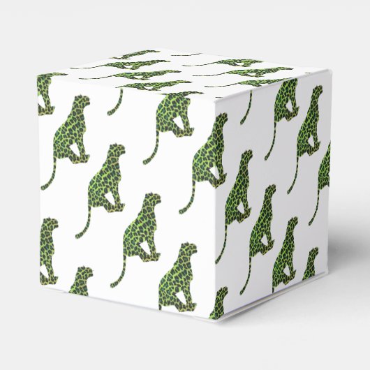 Leopard Black en Green Silhouette Bedankdoosjes (Achterkant)