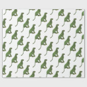 Leopard Black en Green Silhouette Cadeaupapier (Vlak)