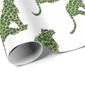 Leopard Black en Green Silhouette Cadeaupapier (Rol Hoek)