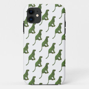 Leopard Black en Green Silhouette iPhone 11 Hoesje