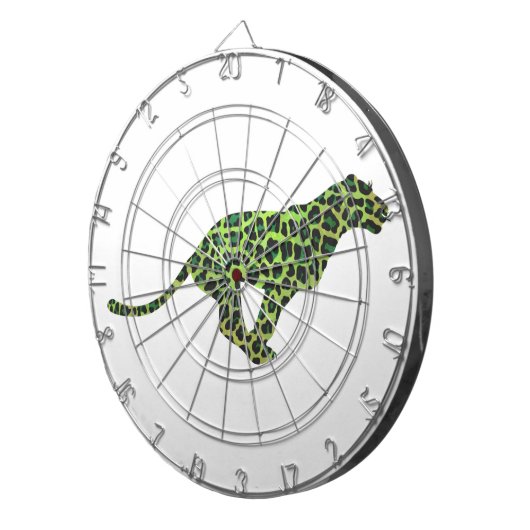 Leopard Black en Green Silhouette Dartbord (Voorkant Rechts)