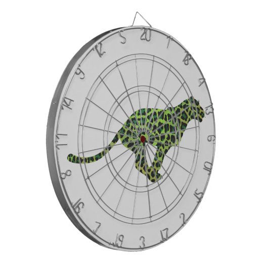 Leopard Black en Green Silhouette Dartbord (Voorkant Links)
