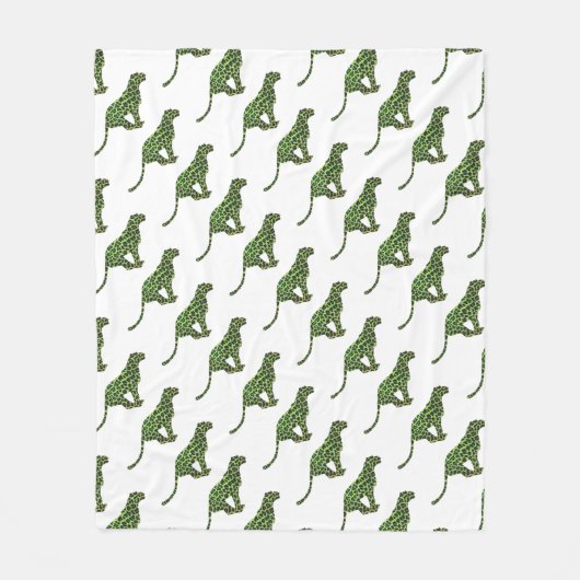 Leopard Black en Green Silhouette Fleece Deken (Voorkant)