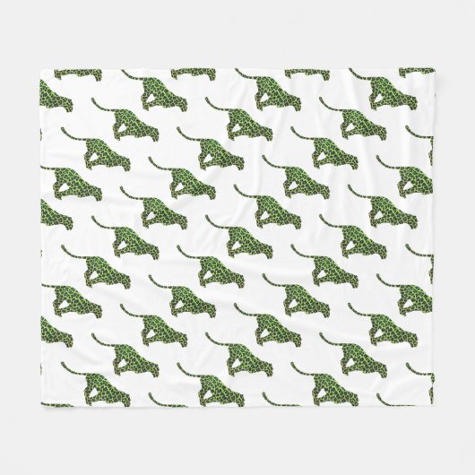 Leopard Black en Green Silhouette Fleece Deken (Voorkant (Horizontaal))