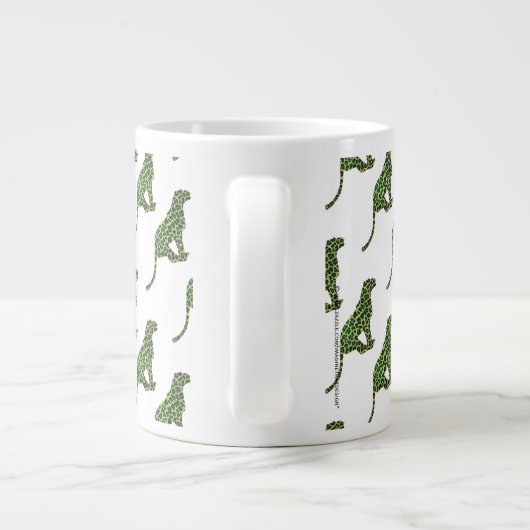 Leopard Black en Green Silhouette Grote Koffiekop (Achterkant)