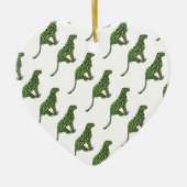 Leopard Black en Green Silhouette Keramisch Ornament (Voorkant)