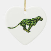 Leopard Black en Green Silhouette Keramisch Ornament (Achterkant)
