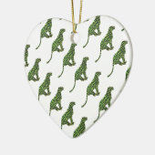 Leopard Black en Green Silhouette Keramisch Ornament (Links)
