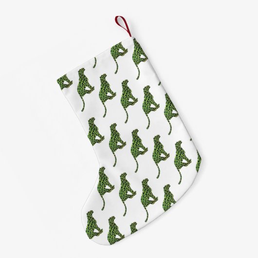 Leopard Black en Green Silhouette Kleine Kerstsok (Achterkant (Hangend))