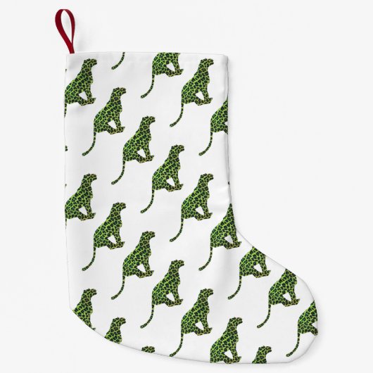 Leopard Black en Green Silhouette Kleine Kerstsok (Voorkant)