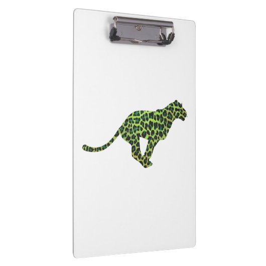 Leopard Black en Green Silhouette Klembord (Rechts)