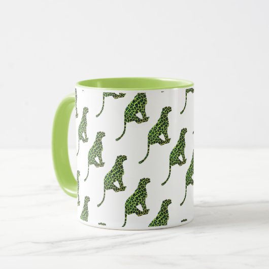 Leopard Black en Green Silhouette Mok (Voorkant links)