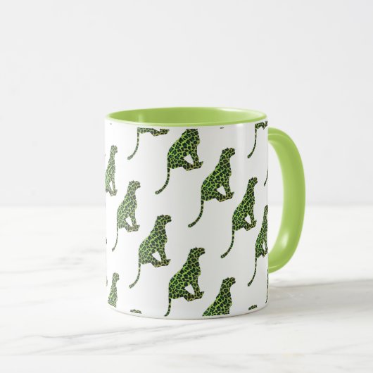 Leopard Black en Green Silhouette Mok (Voorkant rechts)