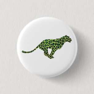Leopard Black en Green Silhouette Ronde Button 3,2 Cm