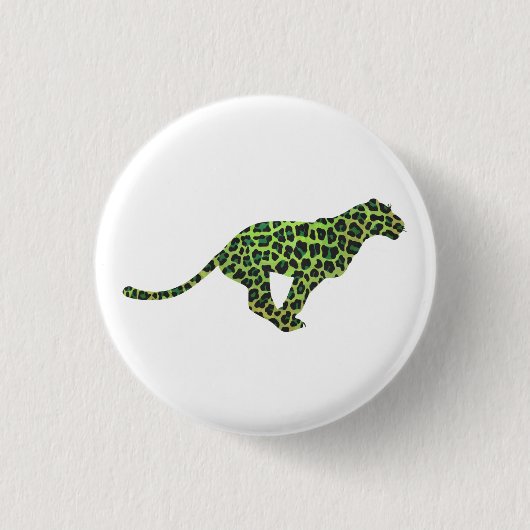 Leopard Black en Green Silhouette Ronde Button 3,2 Cm (Voorkant)