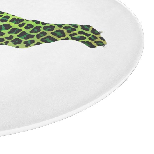 Leopard Black en Green Silhouette Snijplank (Hoek)