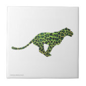 Leopard Black en Green Silhouette Tegeltje (Voorkant)