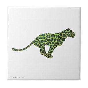 Leopard Black en Green Silhouette Tegeltje