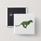 Leopard Black en Green Silhouette Vierkante Button 5,1 Cm (Voorkant /achterkant)